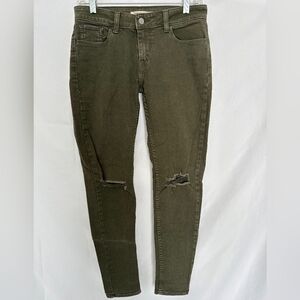 Levi's 535 Olive Distressed Super Skinny Jeans Size 29